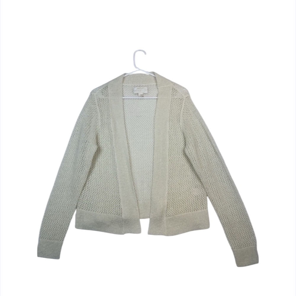Avenue Sweater Collection White Glitter Knit Cardigan Size 14/16 Polyester Wool